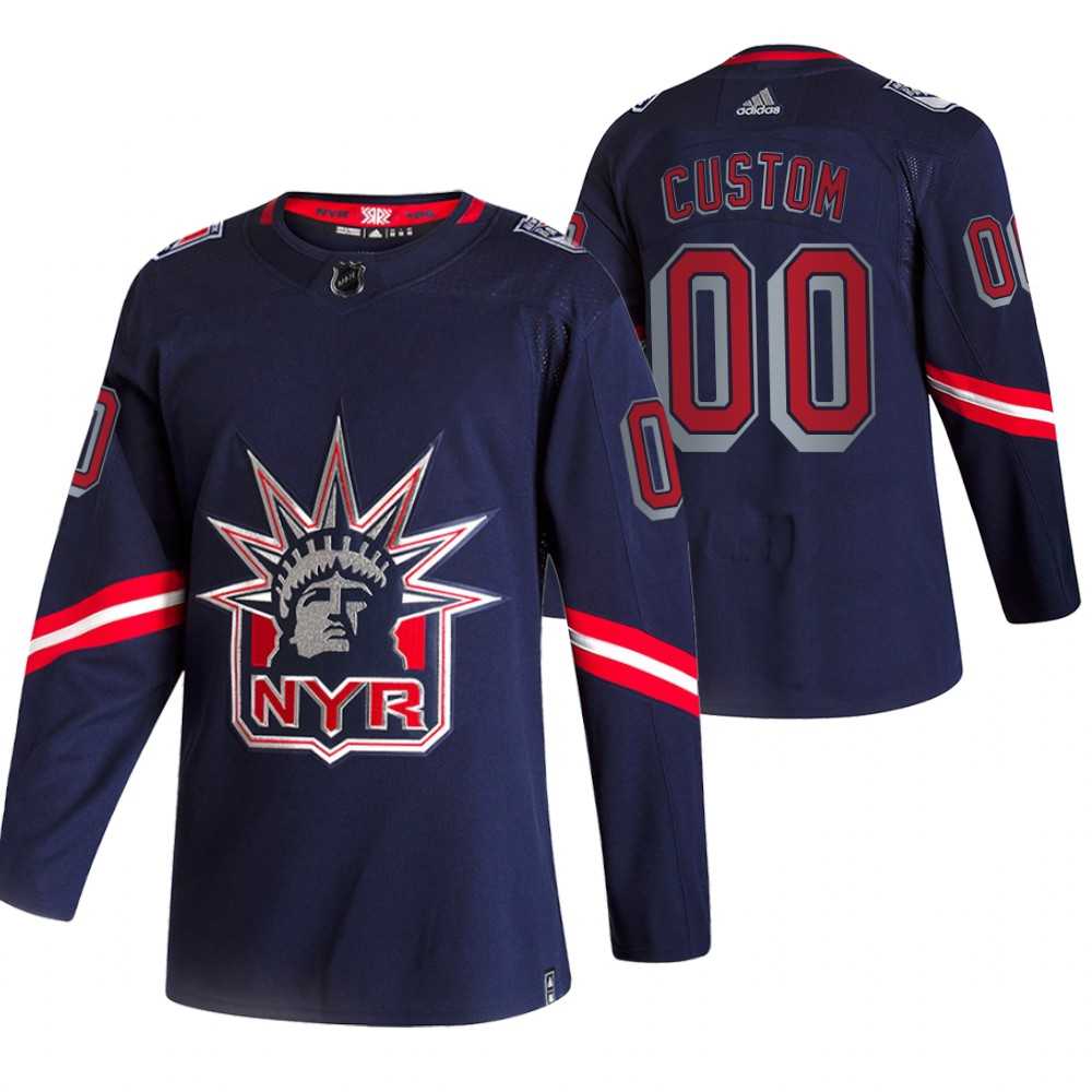 Men%27s New York Rangers Custom Navy Adidas 2020-21 Alternate Player NHL Jersey